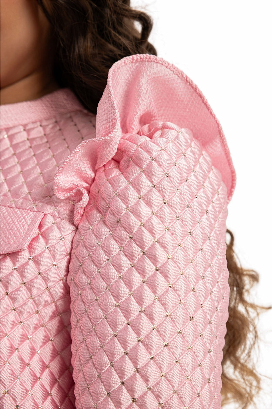 Pink First Communion Dress with Elegant Quilted Jacket
