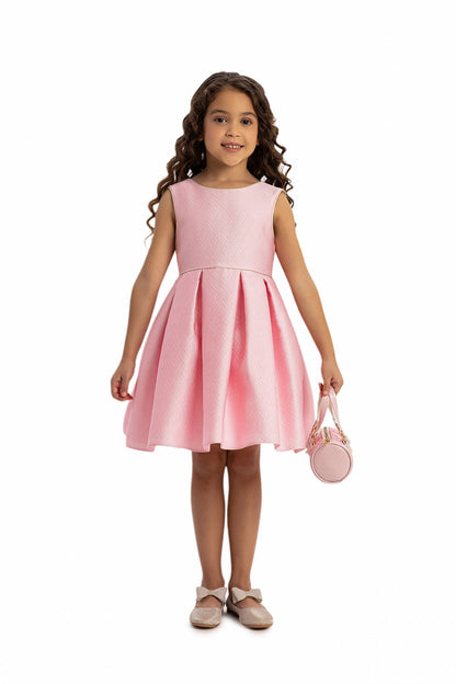 Pink First Communion Dress with Elegant Quilted Jacket