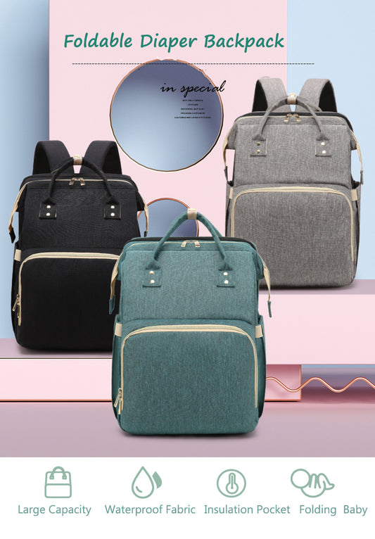 Green - Fashion Design Baby Bag Portable & Movable Mommy Backpack Bag Hanging Storage Sleeping Bag