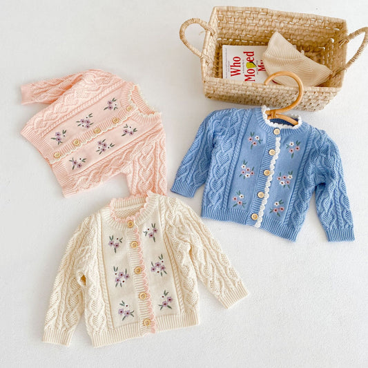 Girls Long Sleeve Cardigan Children Boutique Knit Cotton Girls Winter Oversized Cardigan Baby Sweaters for Kids