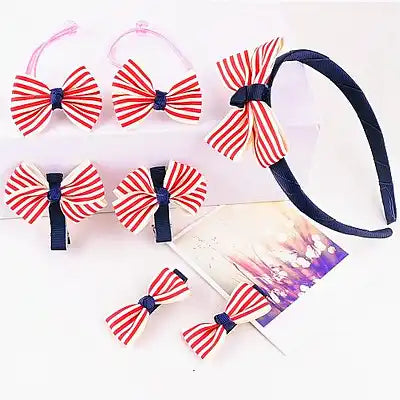 7Pcs Headwear Set Kids Baby Bows Headbands Hair Clips for Girls Barrettes Elastic Hair Bands Baby girl Hair Accessories