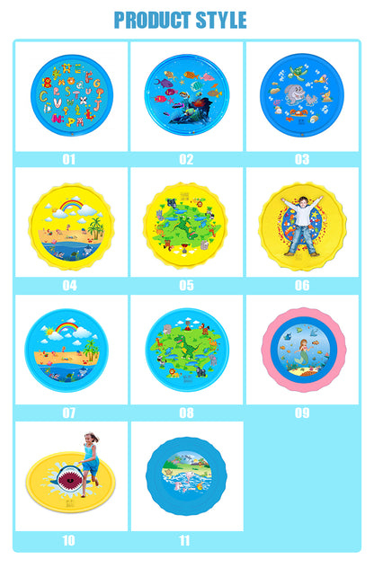 Sprinkle and splash play mat spray water mat kids play outdoor splash pad