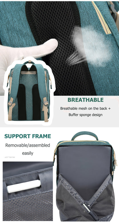 Green - Fashion Design Baby Bag Portable & Movable Mommy Backpack Bag Hanging Storage Sleeping Bag
