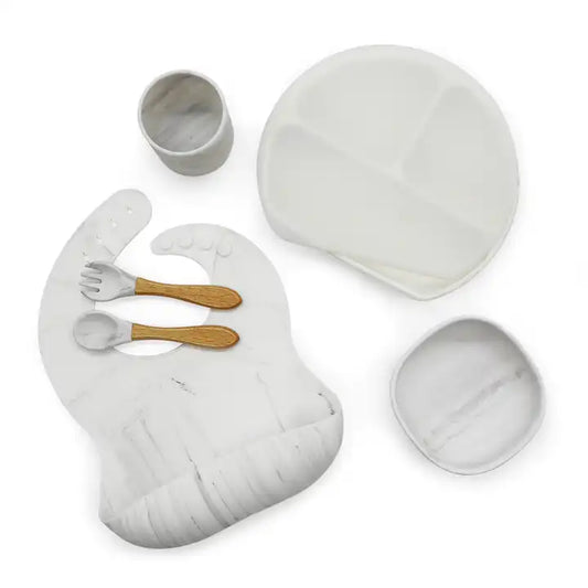 Eco Friendly Oragnic Kids Feeding Suction Silicon Plate Set Baby
