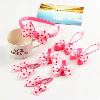 7Pcs Headwear Set Kids Baby Bows Headbands Hair Clips for Girls Barrettes Elastic Hair Bands Baby girl Hair Accessories