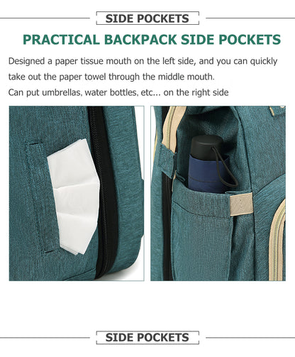 Green - Fashion Design Baby Bag Portable & Movable Mommy Backpack Bag Hanging Storage Sleeping Bag
