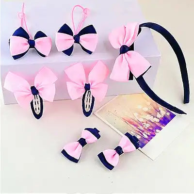 7Pcs Headwear Set Kids Baby Bows Headbands Hair Clips for Girls Barrettes Elastic Hair Bands Baby girl Hair Accessories