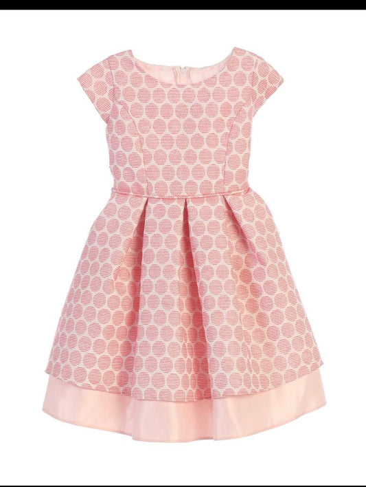 Polka dot pleated jacquard coral SK673