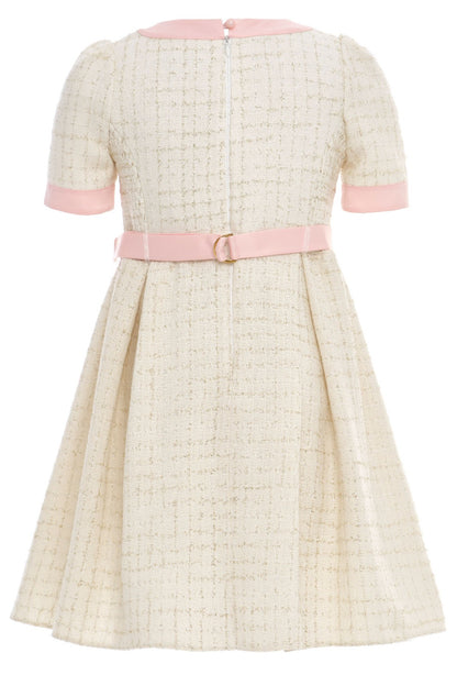 Pink dress and jacket set for girls, classic elegance