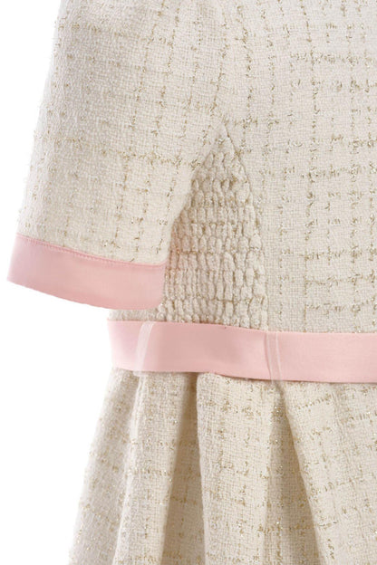 Pink dress and jacket set for girls, classic elegance