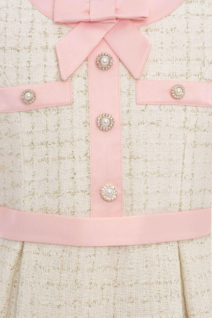 Pink dress and jacket set for girls, classic elegance