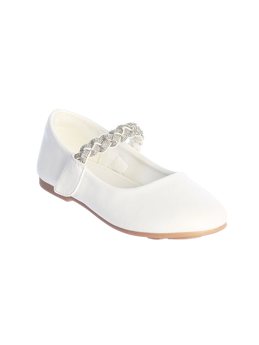 MATTE SHOE WITH BRAIDED RHINESTONE STRAP