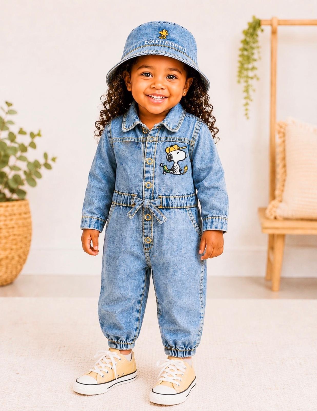 Snoopy Denim Jumpsuit Set