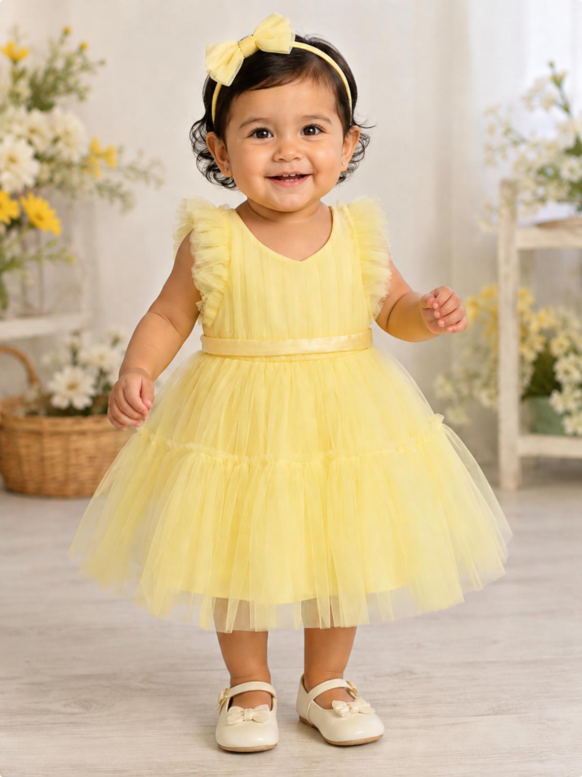 Yellow Ruffle Tulle Dress