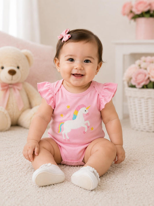 Pink Unicorn Baby Bodysuit