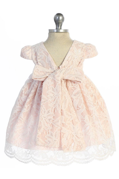 Lace V Back Bow Baby Dress
