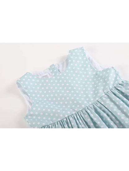Blue Dot Floral Rooster Baby Dress