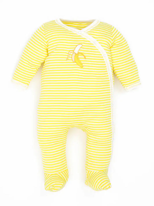 Organic Baby Banana Stripe Side Snap Footie