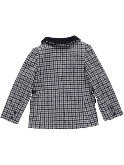 Plaid Blazer with Navy Blue Collar