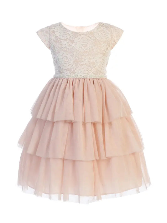 Sweet Lace & Tiered Mesh with Pearl Waist