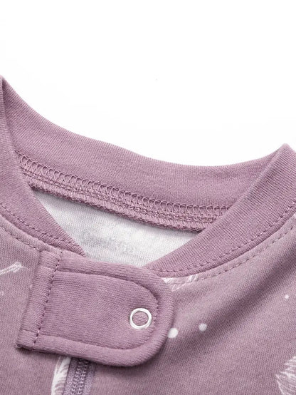 Owlivia Organic Cotton Zip Footless Pajama-Purple Feather