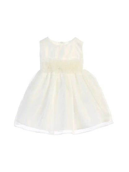 Satin w/ Organza & Hand Rolled Flowers Infant Dress