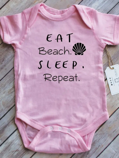Eat Beach Sleep Cotton Baby Bodysuit: Multiple Colors