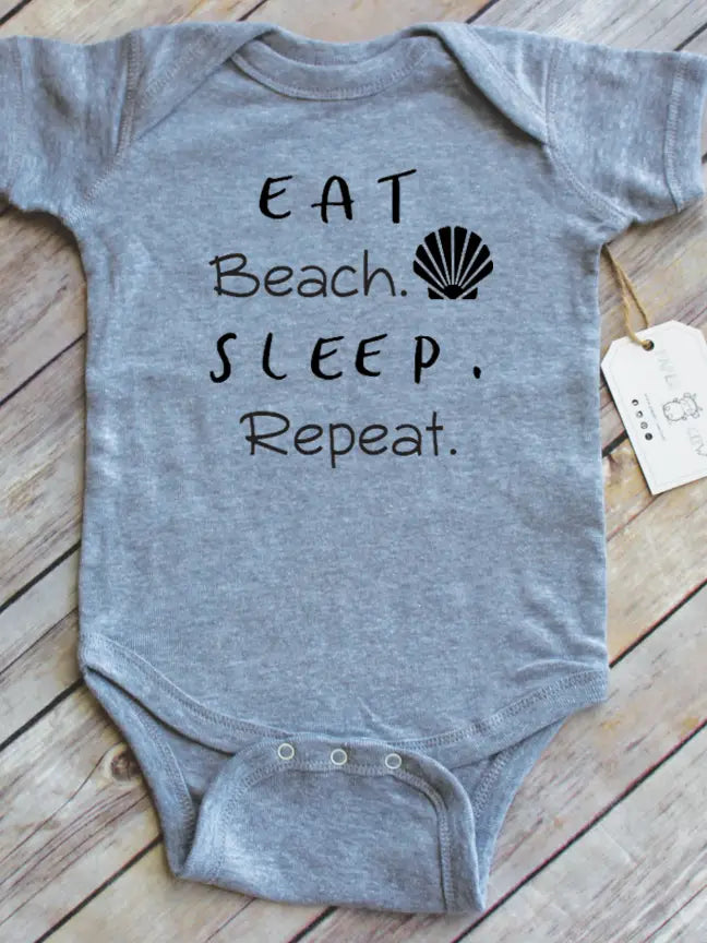 Eat Beach Sleep Cotton Baby Bodysuit: Multiple Colors