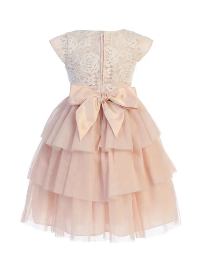 Sweet Lace & Tiered Mesh with Pearl Waist