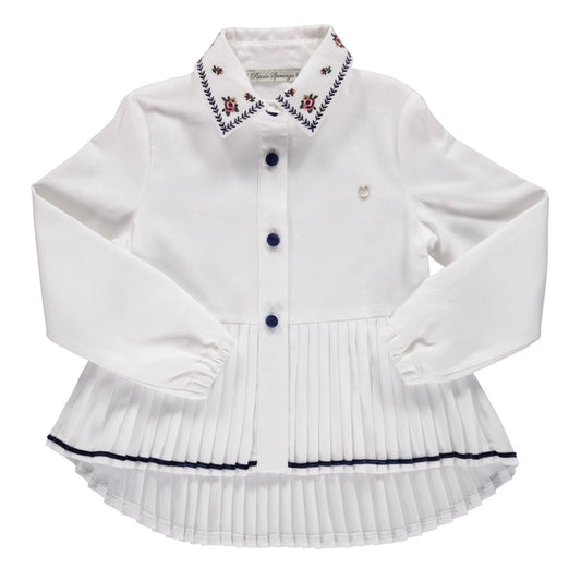 Pearl Shirt with Embroidered Collar