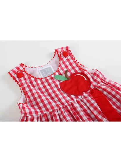 Red Gingham Apple Wrapped Skirt Baby Dress