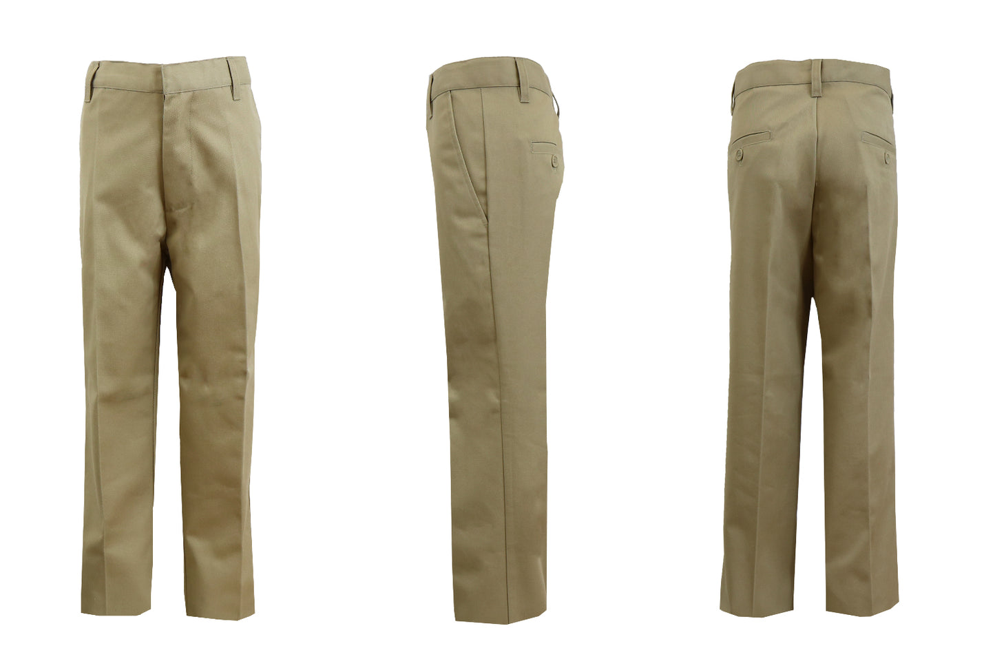 Boys' Double Knee Flat Front School Uniform Pants - Khaki, Navy