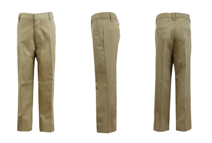 Boys' Double Knee Flat Front School Uniform Pants - Khaki, Navy