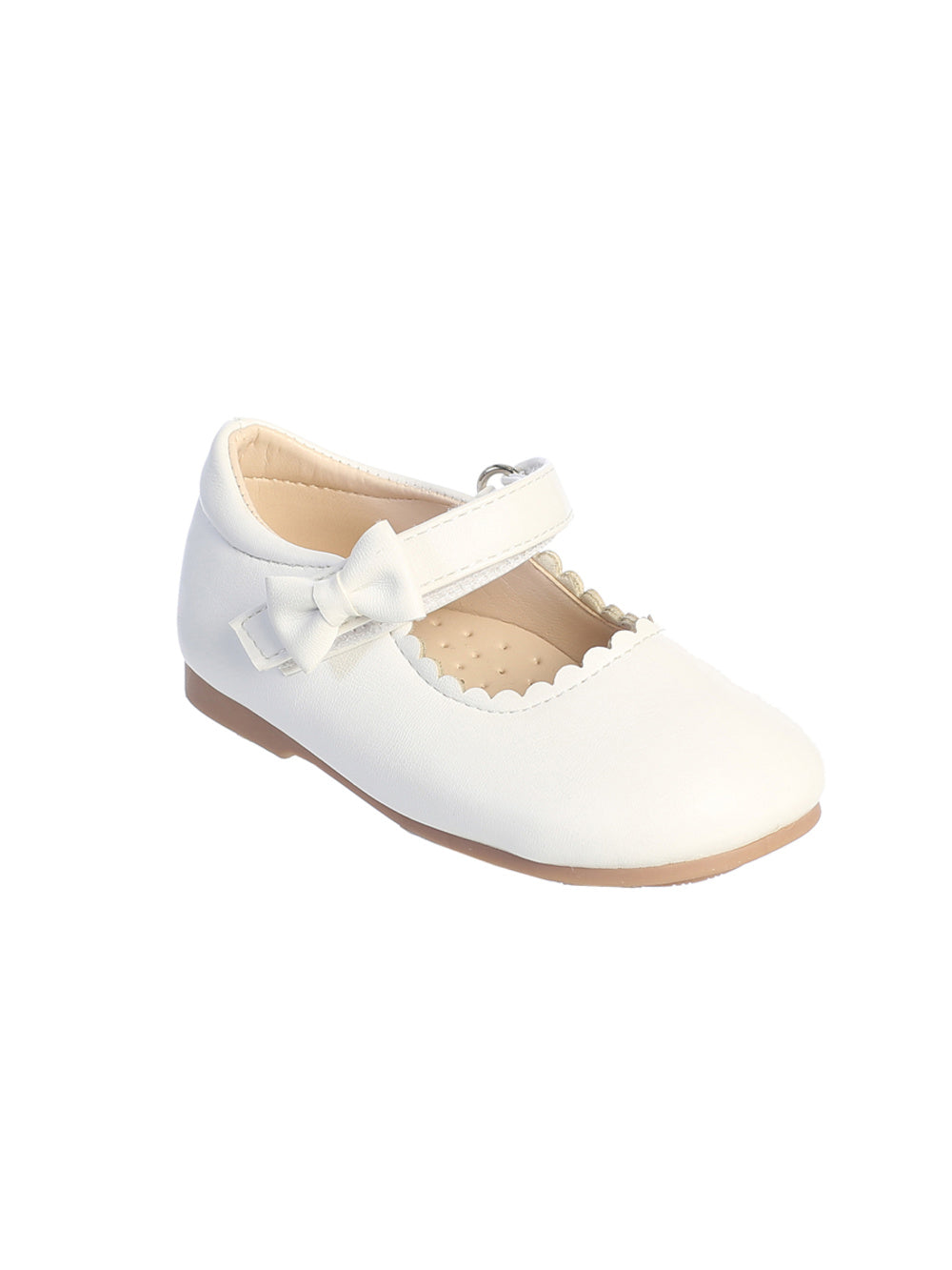 Matte Scalloped Shoe with Velcro Strap