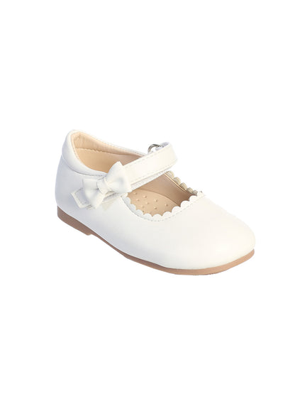 Matte Scalloped Shoe with Velcro Strap