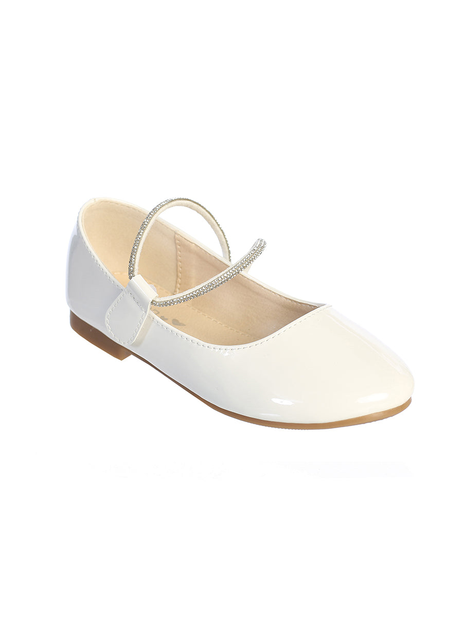 Patent flats with rhinestone strap